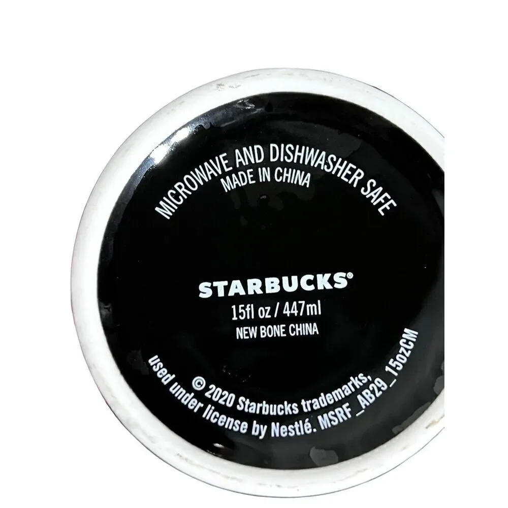 Starbucks 2020 Black 15oz Ceramic Coffee Mug with 2013 Red Holiday Cup